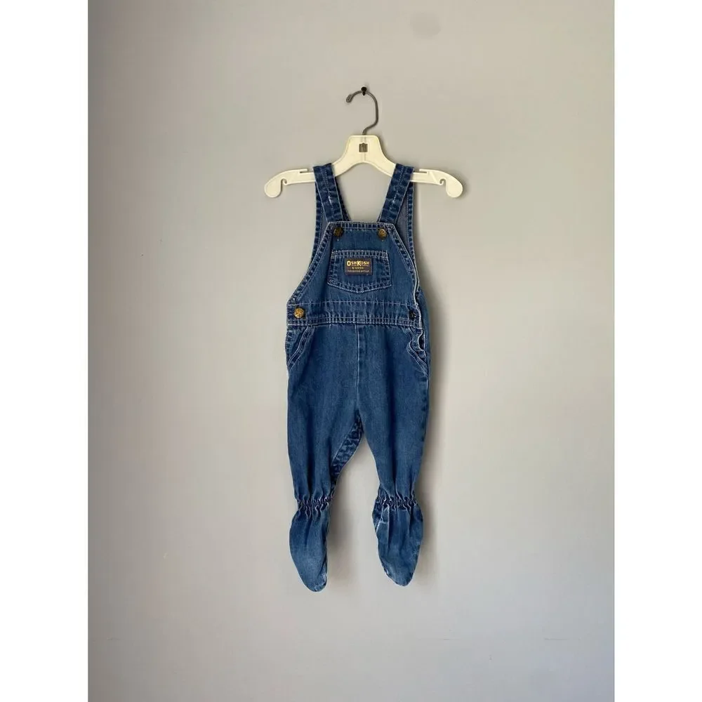 Oshkosh vintage denim footed overalls/union made/made in the USA/6/9 months￼￼